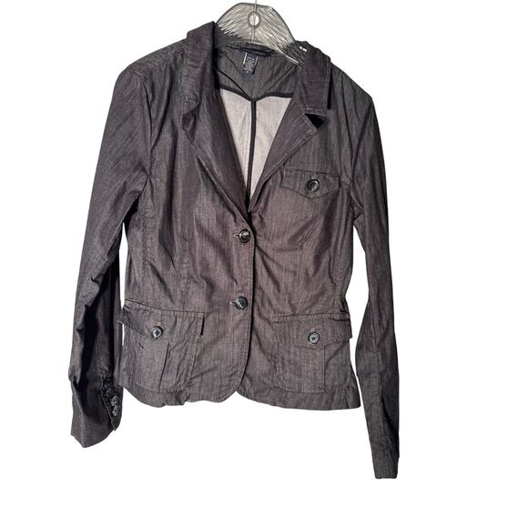 Banana Republic Black Wash Jean Jacket Women's Size 10 - Picture 1 of 3